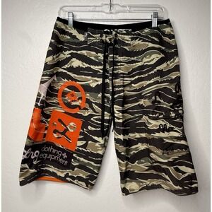 LRG Core Jungle Boardshorts Black Tiger Camo Men's Size 30 Swim Trunks Summer